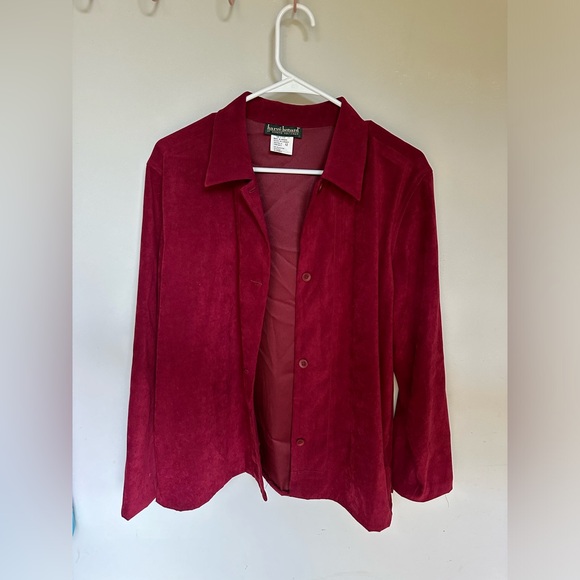 Vintage Harve Bernard Button Up Blouse Top Cardigan Jacket Red/Maroon/Burgundy - Picture 1 of 6